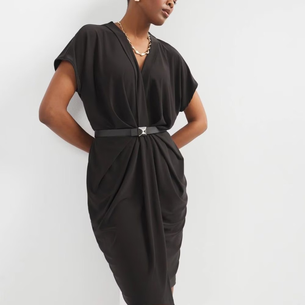 White House Black Market Matte-Jersey Twist Front Dress NWT Size Medium - Picture 5 of 8